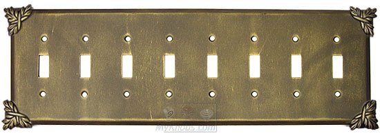 Anne at Home Sonnet Switchplate Eight Gang Toggle Switchplate in Bronze with Verde Wash