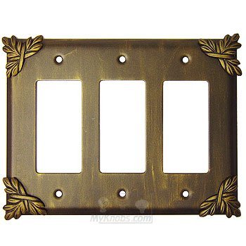 Anne at Home Sonnet Switchplate Triple Rocker/GFI Switchplate in Verdigris