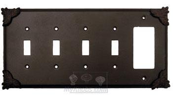Anne at Home Sonnet Switchplate Combo Rocker/GFI Quadruple Toggle Switchplate in Bronze with Black Wash