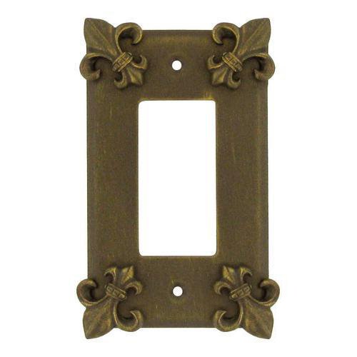 Anne at Home Fleur De Lis Rocker/GFI Switchplate in Brushed Natural Pewter