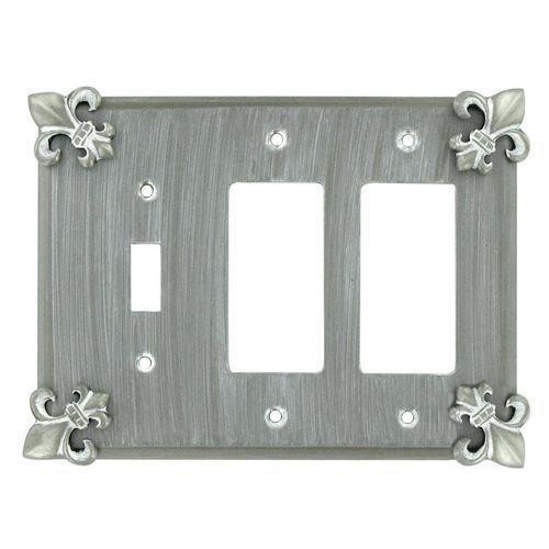 Anne at Home Fleur De Lis 1 Toggle/2 Rocker Switchplate in Pewter Matte