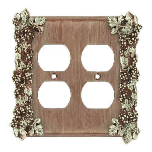 Anne at Home Grapes Double Duplex Outlet Switchplate in Brushed Natural Pewter