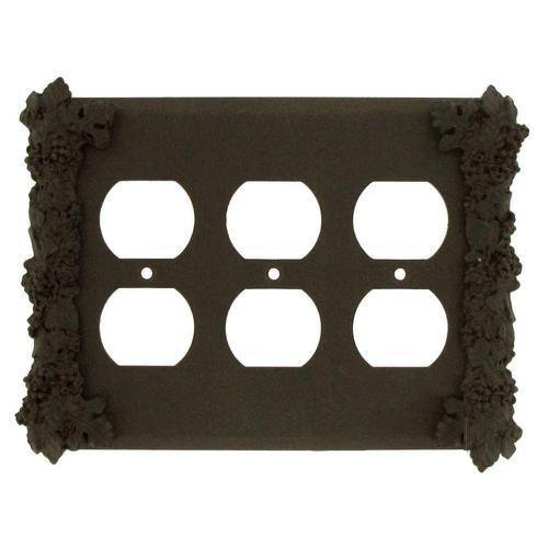 Anne at Home Grapes Triple Duplex Outlet Switchplate in Black with Copper Wash