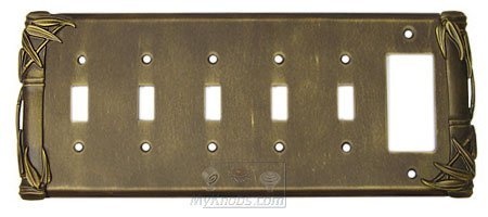 Anne at Home Bamboo Switchplate Combo Rocker/GFI Five Gang Toggle Switchplate in Bronze Rubbed