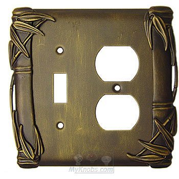 Anne at Home Bamboo Switchplate Combo Single Toggle Duplex Outlet Switchplate in Gold