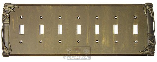 Anne at Home Bamboo Switchplate Seven Gang Toggle Switchplate in Bronze with Verde Wash