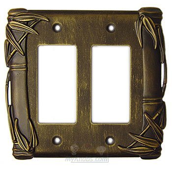 Anne at Home Bamboo Switchplate Double Rocker/GFI Switchplate in Bronze with Black Wash