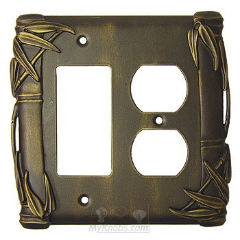 Anne at Home Bamboo Switchplate Combo Rocker/GFI Duplex Outlet Switchplate in Pewter with Bronze Wash