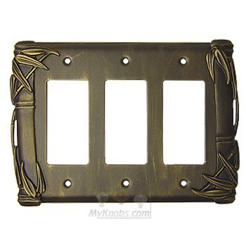 Anne at Home Bamboo Switchplate Triple Rocker/GFI Switchplate in Bronze with Verde Wash