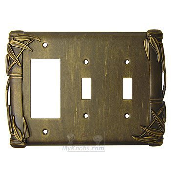 Anne at Home Bamboo Switchplate Combo Rocker/GFI Double Toggle Switchplate in Bronze with Verde Wash