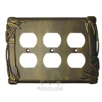 Anne at Home Bamboo Switchplate Triple Duplex Outlet Switchplate in Brushed Natural Pewter