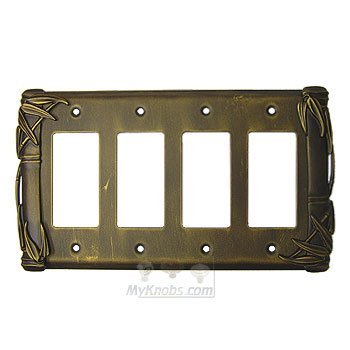 Anne at Home Bamboo Switchplate Quadruple Rocker/GFI Switchplate in Black with Bronze Wash