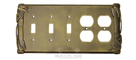 Anne at Home Bamboo Switchplate Combo Double Duplex Outlet Triple Toggle Switchplate in Satin Pewter