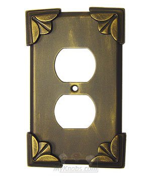 Anne at Home Pompeii Switchplate Duplex Outlet Switchplate in Pewter with Terra Cotta Wash