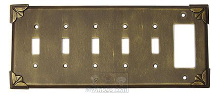 Anne at Home Pompeii Switchplate Combo Rocker/GFI Five Gang Toggle Switchplate in Antique Bronze