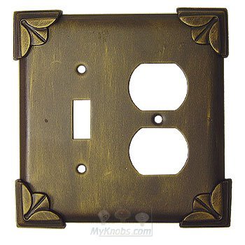 Anne at Home Pompeii Switchplate Combo Single Toggle Duplex Outlet Switchplate in Pewter with Bronze Wash