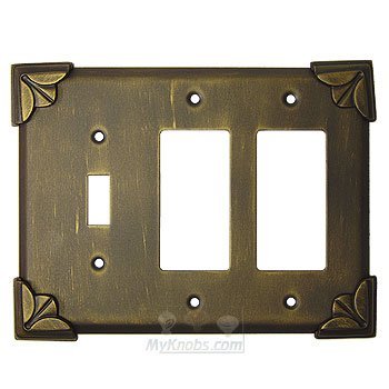 Anne at Home Pompeii Switchplate Combo Double Rocker/GFI Single Toggle Switchplate in Pewter Bright