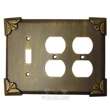 Anne at Home Pompeii Switchplate Combo Double Duplex Outlet Single Toggle Switchplate in Copper Bright