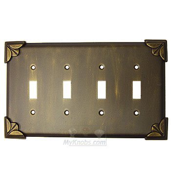 Anne at Home Pompeii Switchplate Quadruple Toggle Switchplate in Pewter with White Wash