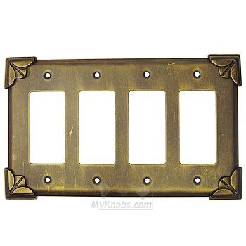 Anne at Home Pompeii Switchplate Quadruple Rocker/GFI Switchplate in Black with Steel Wash