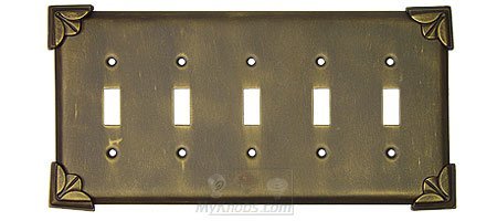 Anne at Home Pompeii Switchplate Five Gang Toggle Switchplate in Antique Bronze