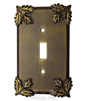 Anne at Home Oak Leaf Switchplate Single Toggle Switchplate in Pewter Matte