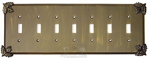 Anne at Home Oak Leaf Switchplate Seven Gang Toggle Switchplate in Rust with Black Wash