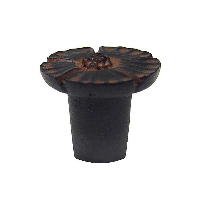 Anne at Home Jakarta Small Flower Knob in Black with Verde Wash