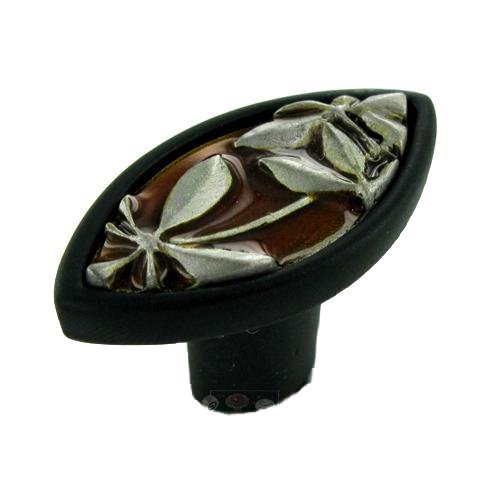 Anne at Home 1 5/8" Knob in Black with Satin Pewter Inset and Amber Epoxy