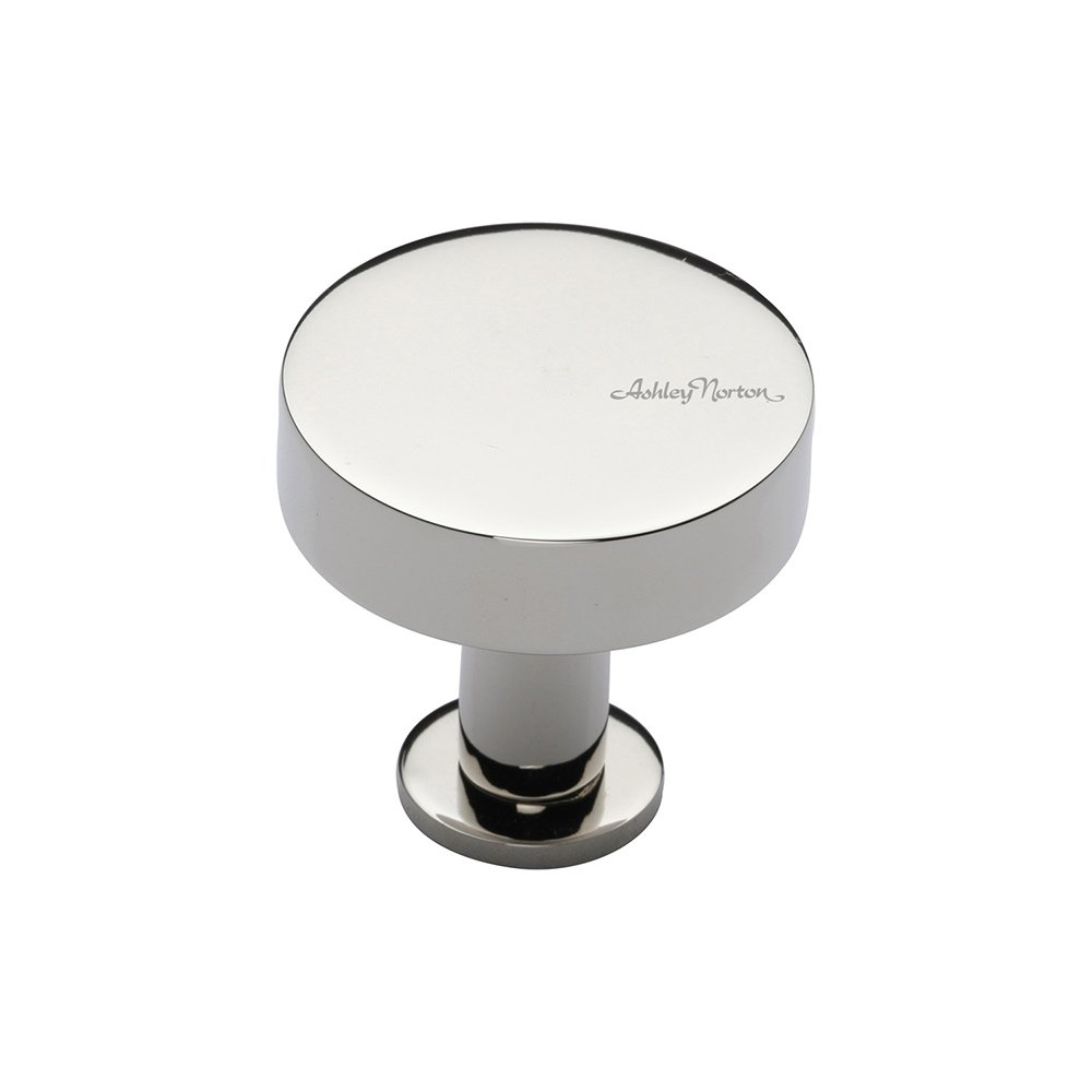 Ashley Norton Hardware 1 1/4" Disc Knob with Rosette in Polished Nickel