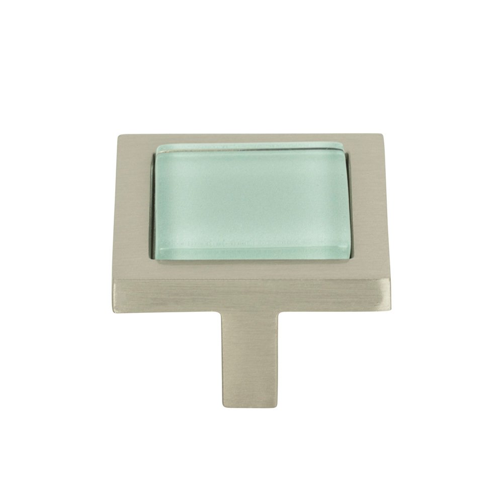 Atlas Homewares 1 1/4" Square Knob in Green and Brushed Nickel