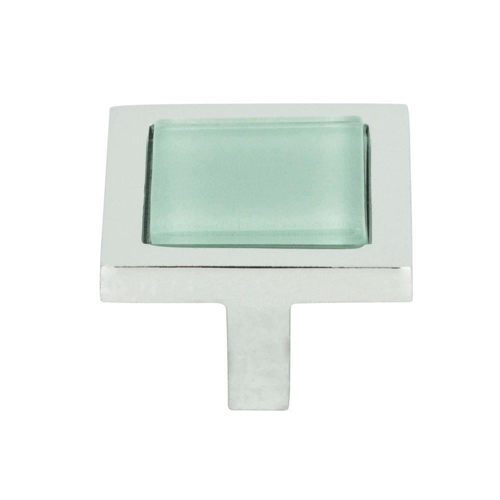 Atlas Homewares 1 1/4" Square Knob in Green and Polished Chrome