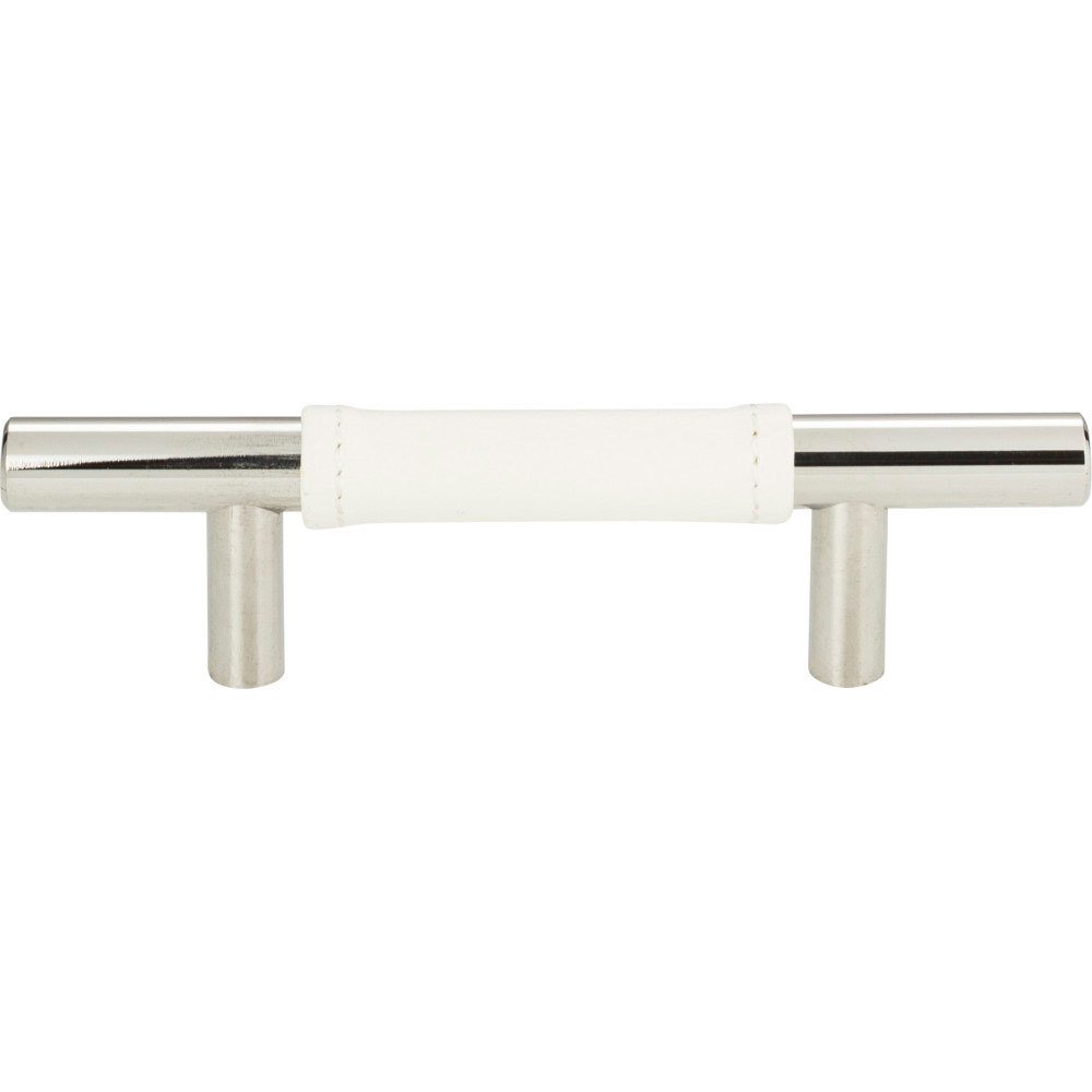 Atlas Homewares 3" Centers European Bar Pull in White Leather and Polished Chrome