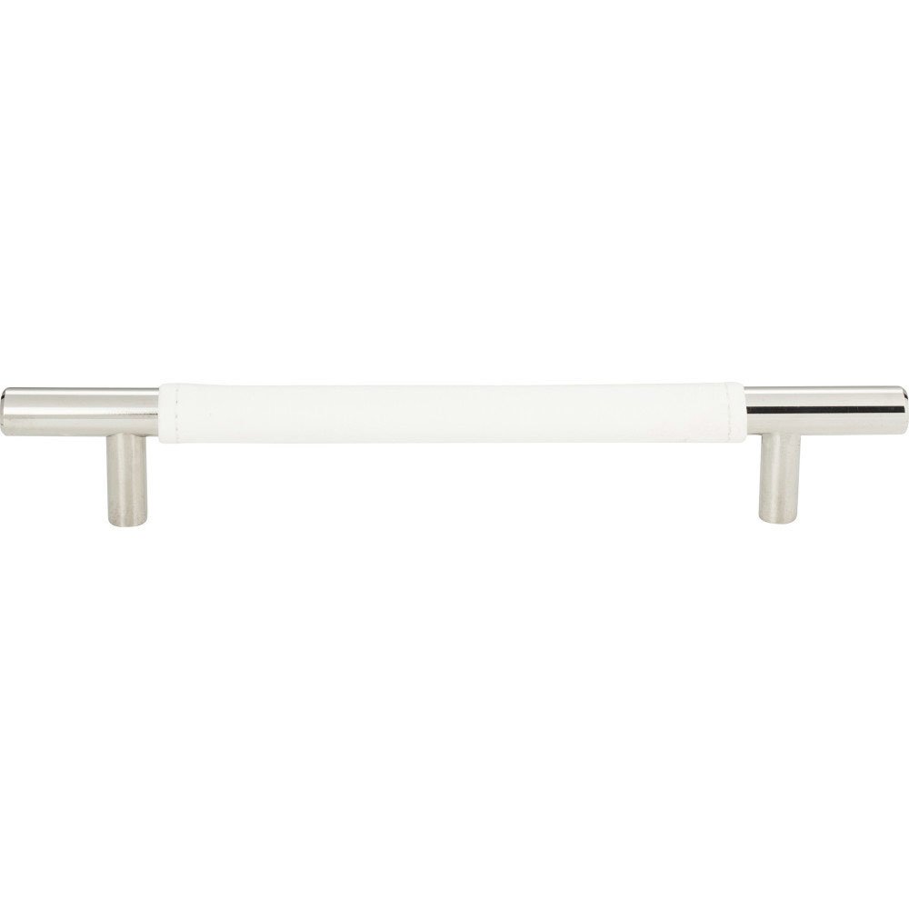Atlas Homewares 6 1/4" Centers European Bar Pull in White Leather and Polished Chrome