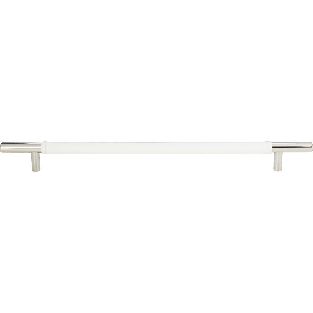 Atlas Homewares 11 3/8" Centers European Bar Pull in White Leather and Polished Chrome