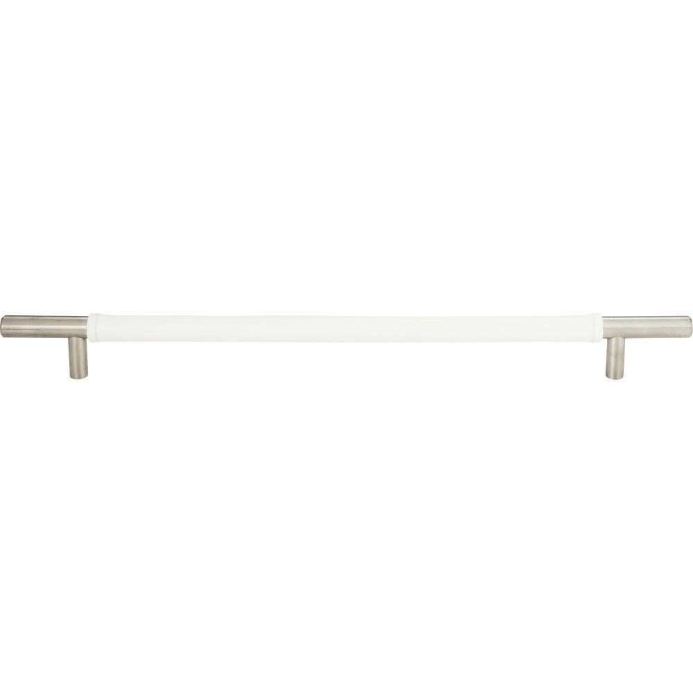 Atlas Homewares 11 3/8" Centers European Bar Pull in White Leather and Stainless Steel