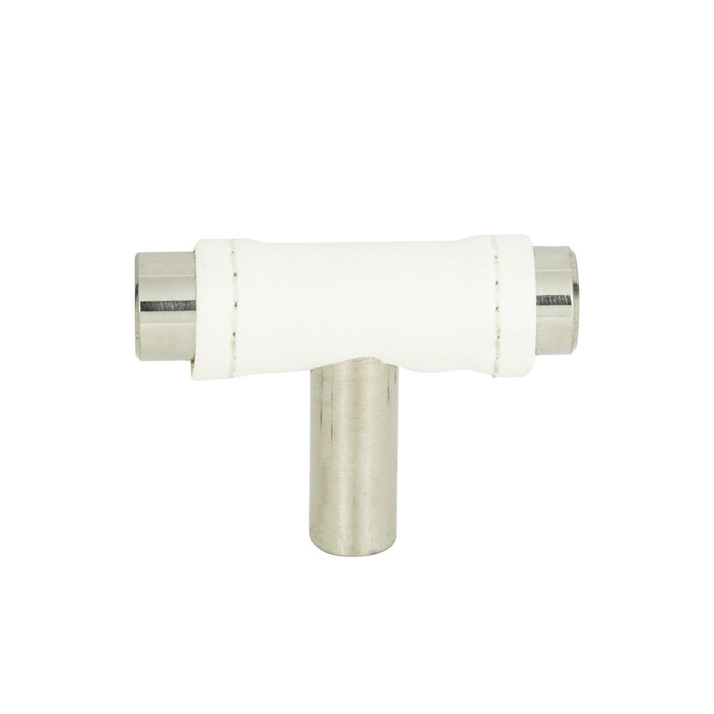Atlas Homewares T Knob in White Leather and Stainless Steel