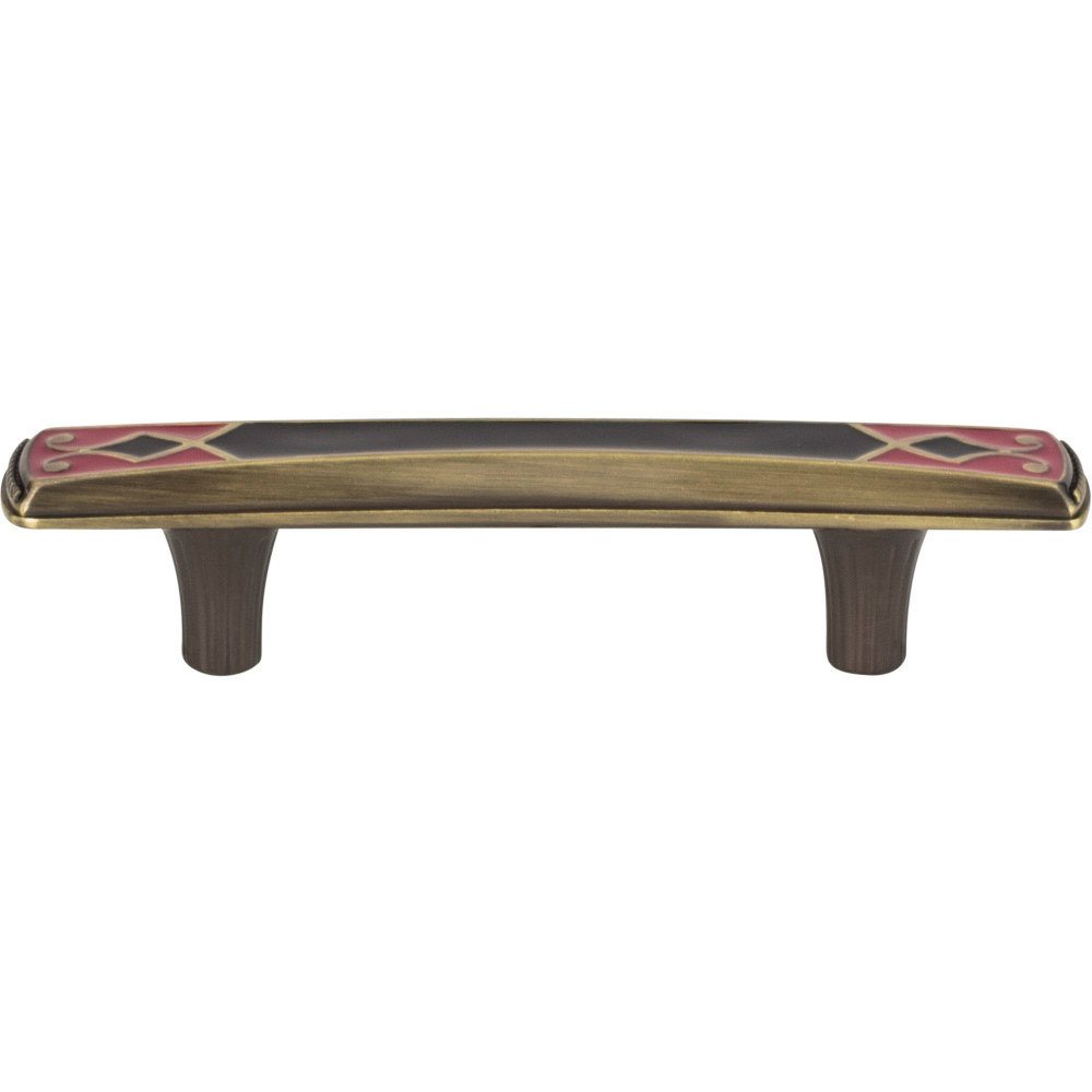 Atlas Homewares 3" Centers Pull in Black and Raspberry Enamel on Burnished Brass