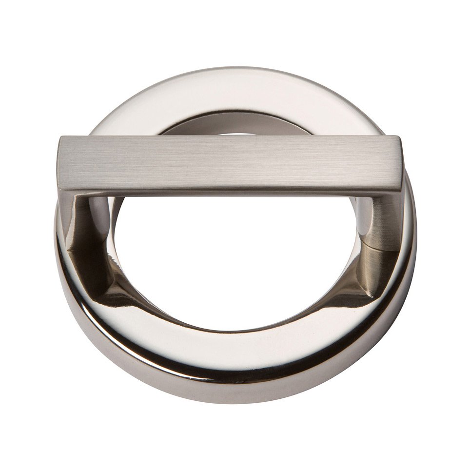 Atlas Homewares 1 7/8" Centers Round Base In Polished Nickel With Squared Handle In Brushed Nickel