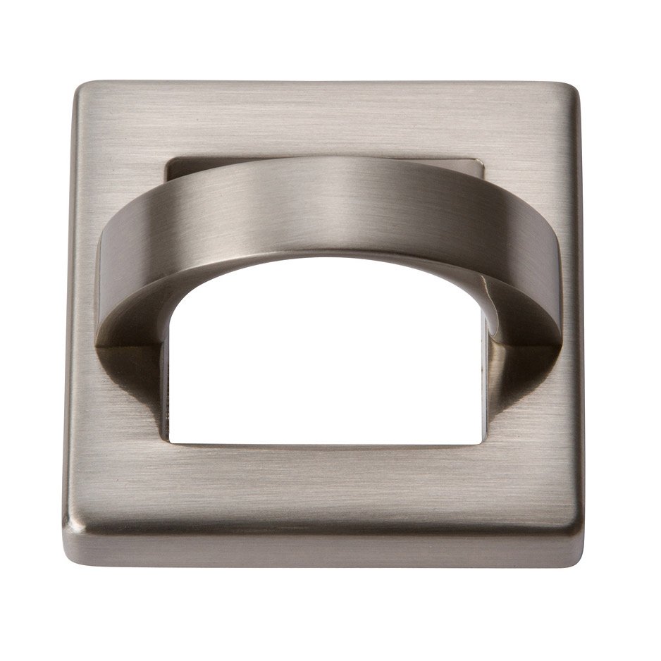 Atlas Homewares 1 7/16" Centers Square Base In Brushed Nickel With Curved Handle In Brushed Nickel