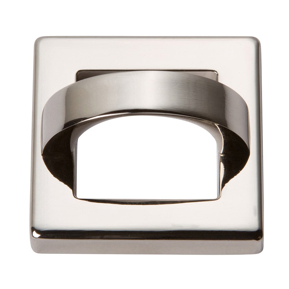 Atlas Homewares 1 7/16" Centers Square Base In Polished Nickel With Curved Handle In Polished Nickel