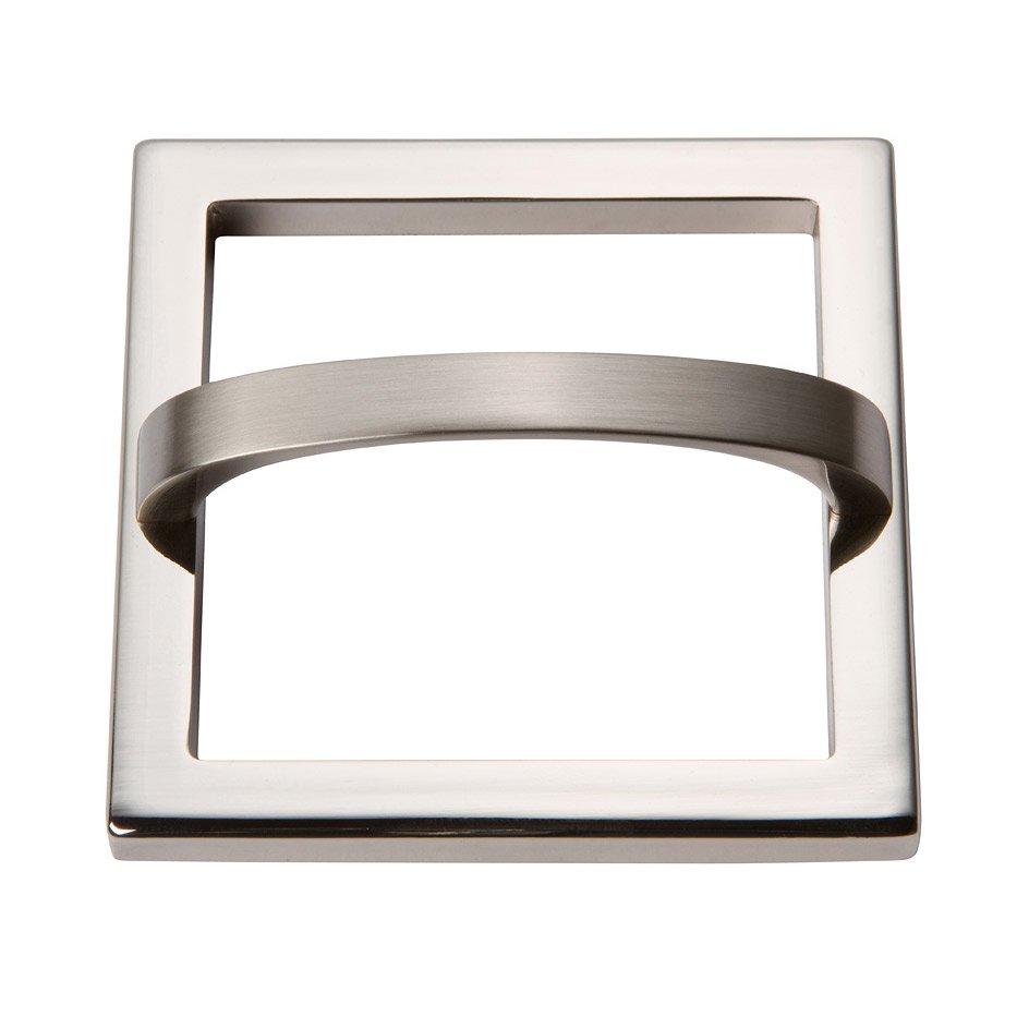 Atlas Homewares 3" Centers Square Base In Polished Nickel With Curved Handle In Brushed Nickel