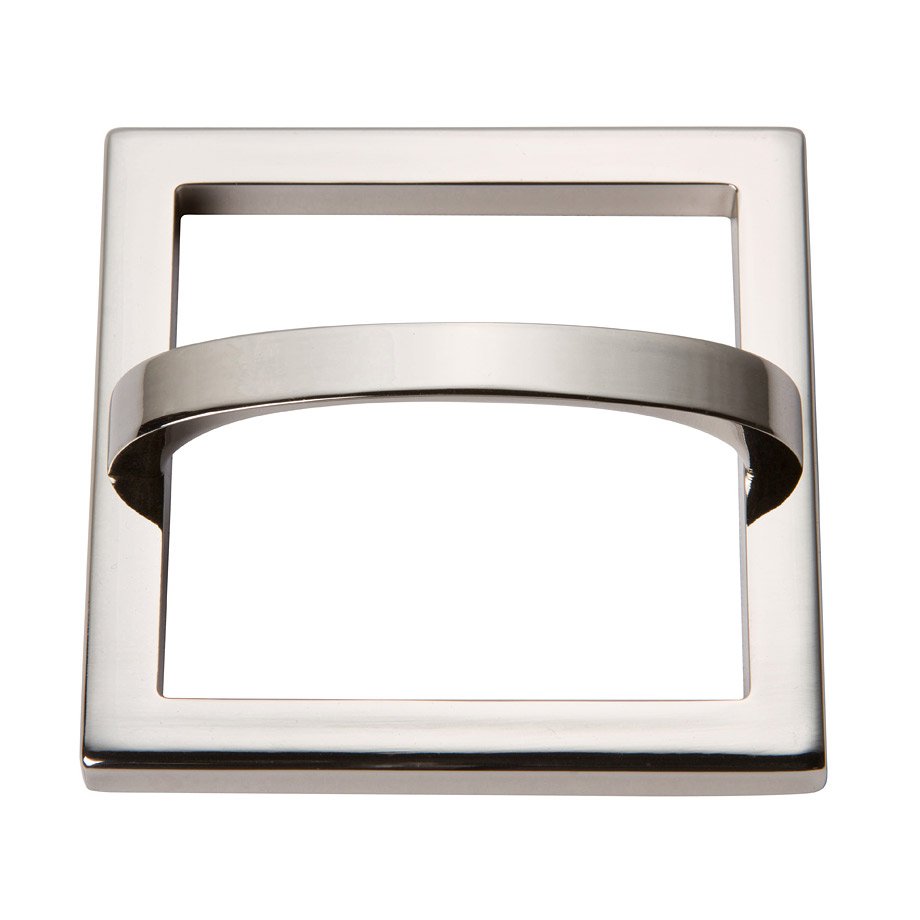 Atlas Homewares 3" Centers Square Base In Polished Nickel With Curved Handle In Polished Nickel