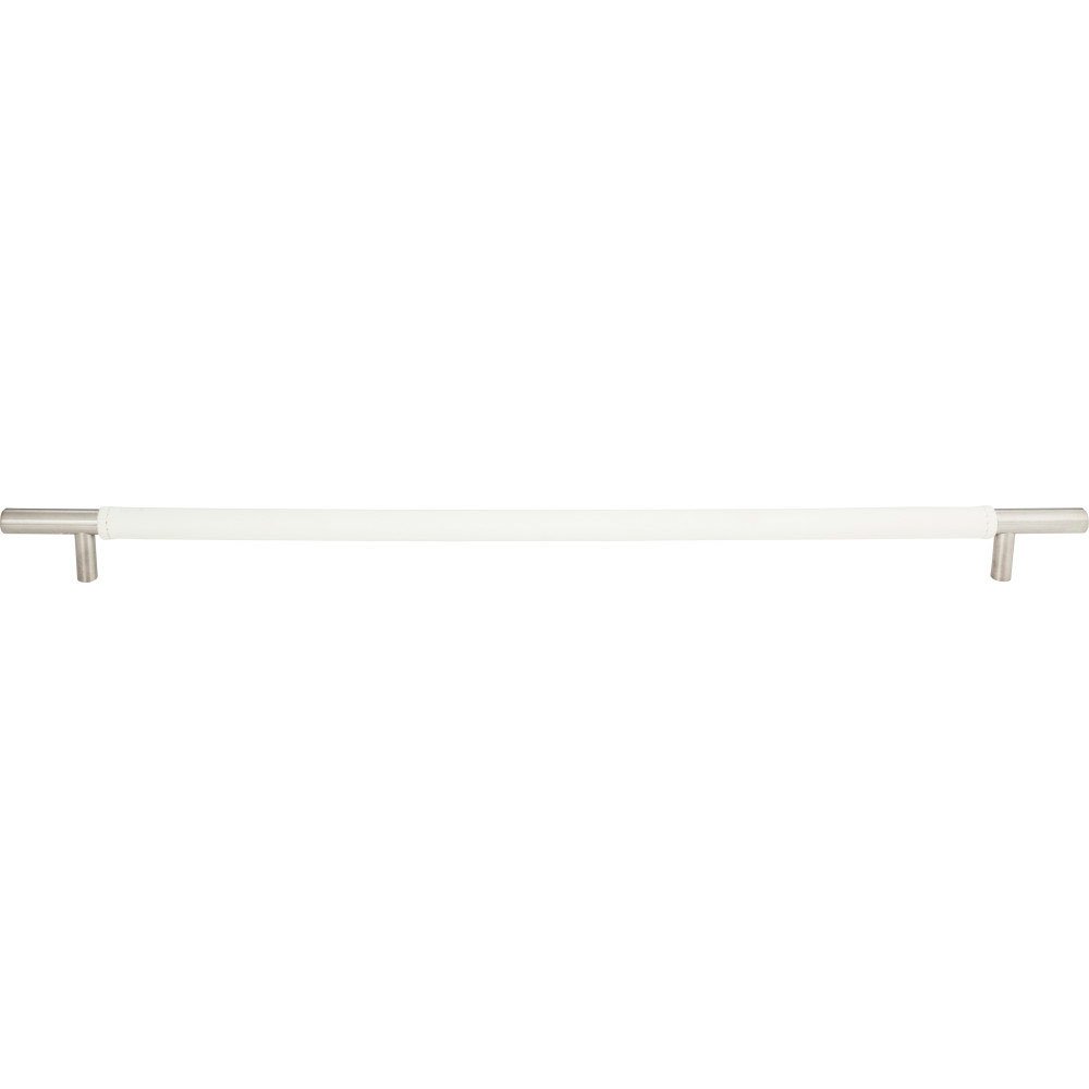 Atlas Homewares 17" Centers Appliance Pull in White Leather and Stainless Steel