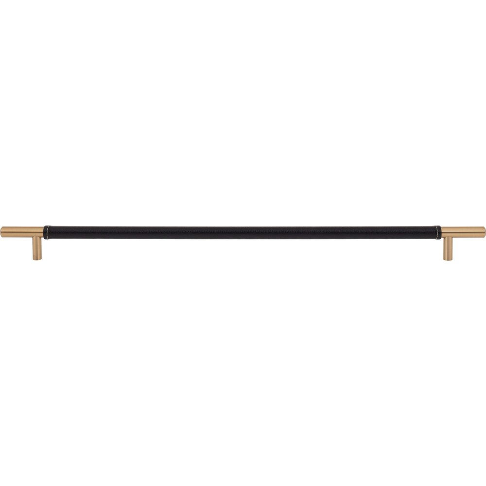 Atlas Homewares 17" Centers Appliance Pull in Black Leather and Warm Brass