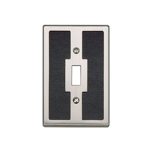 Atlas Homewares Single Toggle Switchplate in Black Leather and Brushed Nickel