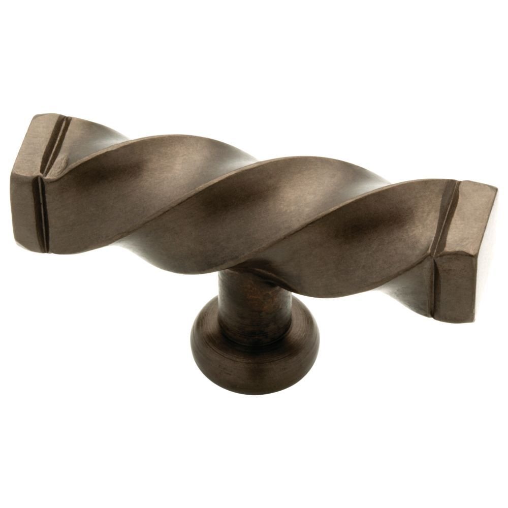 Liberty Hardware Rubbed Bronze Knob Twisted 2 1/2" Long Steel Rubbed Bronze