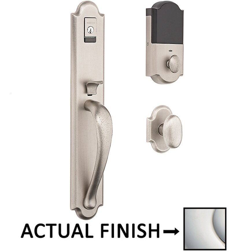 Baldwin Evolved Single Cylinder Bluetooth Handleset with Oval Knob in Lifetime Pvd Polished Nickel