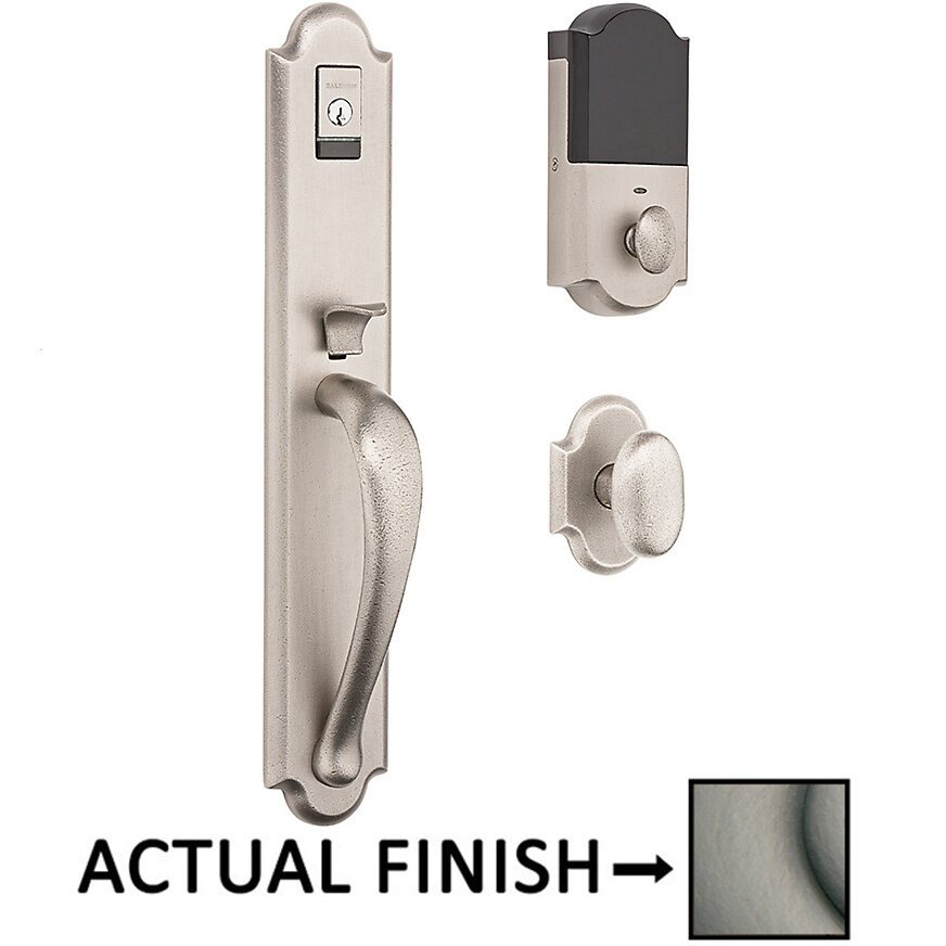 Baldwin Evolved Single Cylinder Bluetooth Handleset with Oval Knob in Antique Nickel