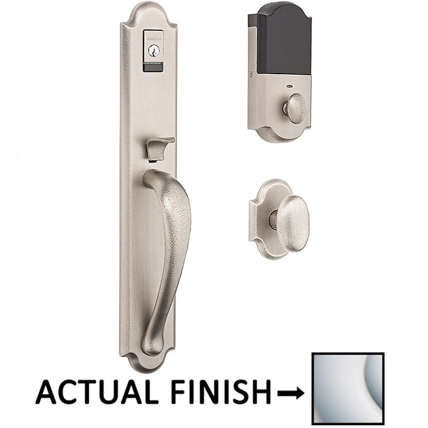 Baldwin Evolved Single Cylinder Bluetooth Handleset with Oval Knob in Satin Chrome